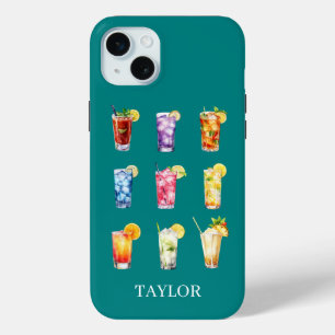 Funda Para iPhone 15 Mini Cócteles Cócteles Cócteles Monogramados