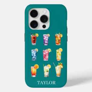 Funda Para iPhone 15 Pro Cócteles Cócteles Cócteles Monogramados