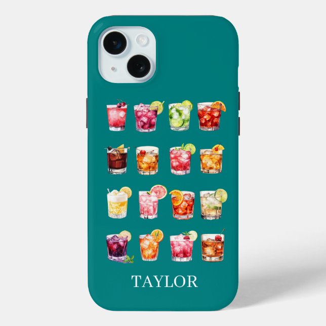 Funda De Case-Mate Para iPhone Cócteles en Abundancia Monogramados  (Reverso )