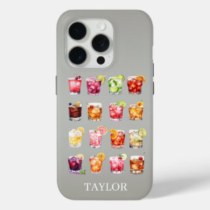 Funda Para iPhone 15 Pro Cócteles en Abundancia Monogramados