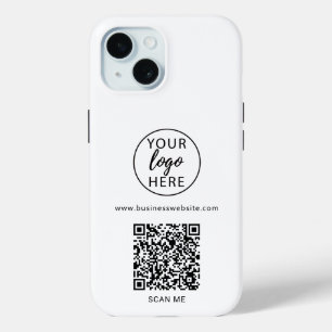 Funda Para iPhone 15 Código QR comercial y logotipo de la empresa