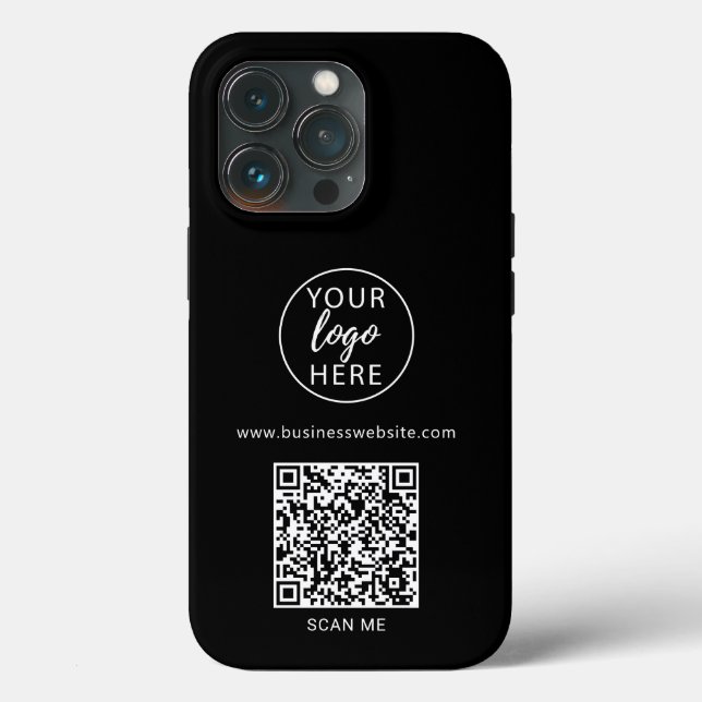 Funda De Case-Mate Para iPhone Código QR de negocio negro (Reverso )