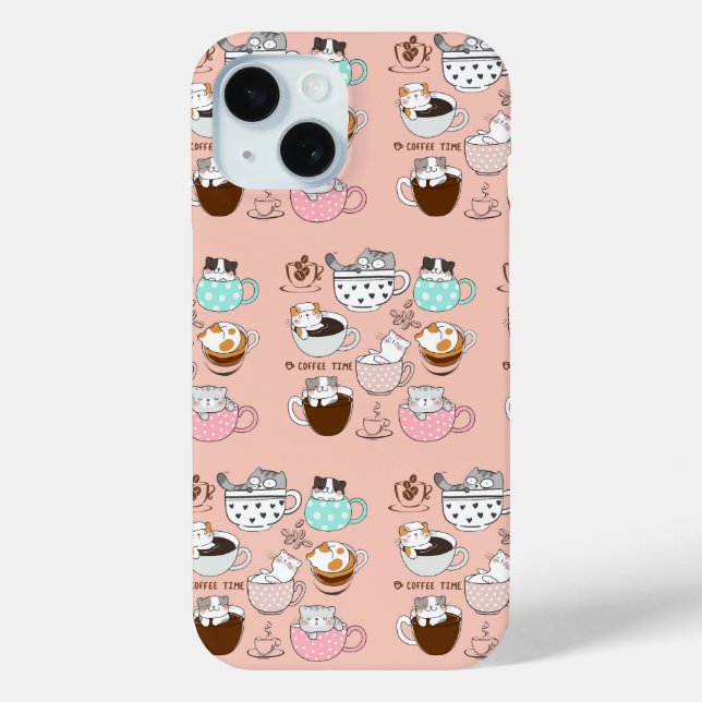 Funda De Case-Mate Para iPhone Coffee Cats Funny (Reverso )