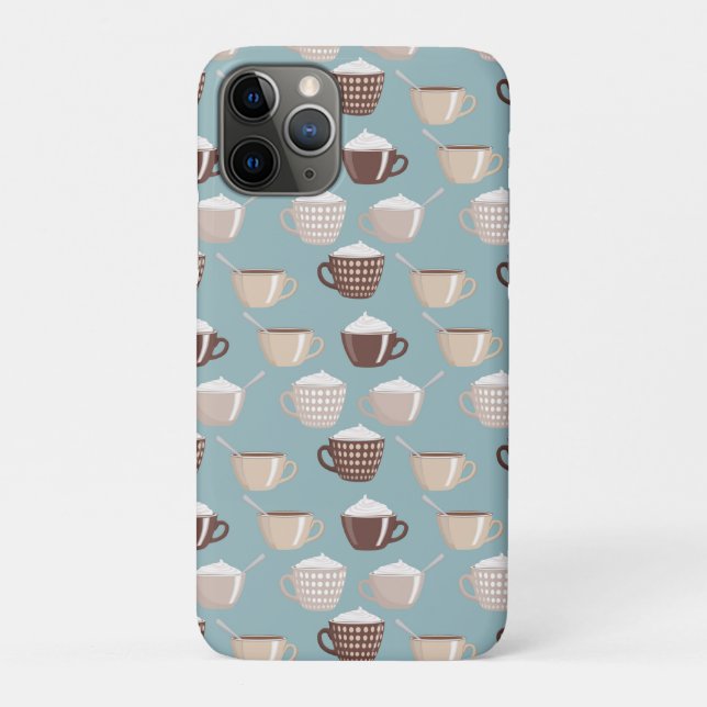 Funda De Case-Mate Para iPhone Coffee Cups Cream Caffeine Lover Pastel Blue Brown (Reverso)