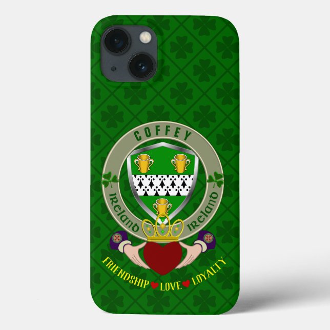 Funda De Case-Mate Para iPhone Coffey Irish Shield y Claddagh Personalizado (Reverso)