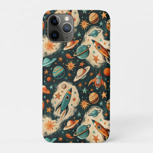 Funda Para iPhone 11 Pro Cohete Cósmico Retro Cómic Explosión de Estrellas 