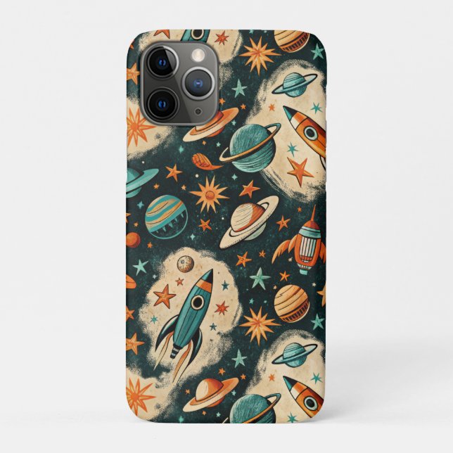 Funda De Case-Mate Para iPhone Cohete Cósmico Retro Cómic Explosión de Estrellas  (Reverso)