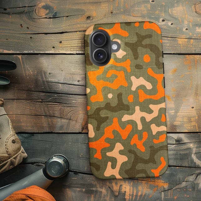 Funda De Case-Mate Para iPhone Coincidencia De Camo Y Naranja (Camo And Orange Matching iPhone Case)