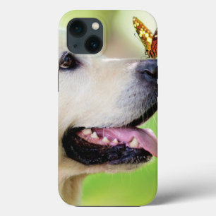 Funda Para iPhone 13 Cojín decorativo De Labrador Y Mariposa