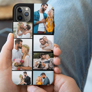 Funda Para iPhone 11 Pro Max Colage de 7 fotos negro elegante