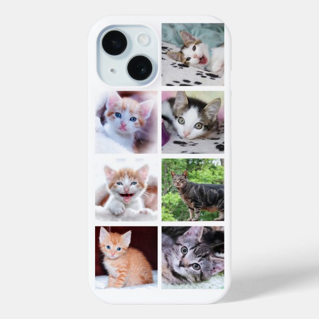 Funda De Case-Mate Para iPhone Colage de fotos cuadradas de 7 mascotas familiares (Reverso )