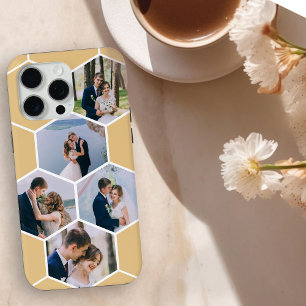 Funda Para iPhone 15 Pro Max Colage de fotos en forma de panal de abeja 5 imáge
