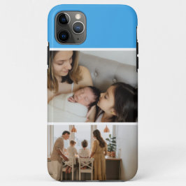 Funda Para iPhone 11 Pro Max Colage de fotos familiares azul 2 fotos