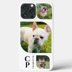 Funda Para iPhone 13 Pro Max Colaje de Fotos Simple Moderno con Monograma y Nom