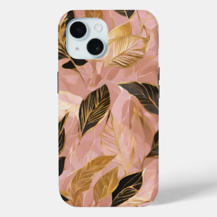 Funda Para iPhone 15 Colección "Boho" popular de oro rosado deja colecc