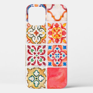 Funda Para iPhone 12 Colección de baldosas de cerámica acuarela. vintag