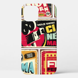 Funda Para iPhone 12 Colección de carteles de estaño de cine de época.