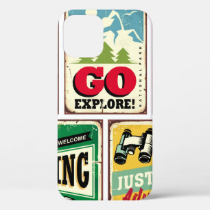 Funda Para iPhone 12 Colección de carteles retro de senderismo y campin