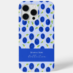 Funda Para iPhone 15 Pro Max Colección de Ciruelas Botánicas Azul