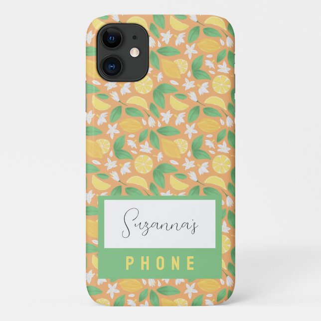 Funda De Case-Mate Para iPhone Colección de patrones de cesta de fruta - limón (Reverso)