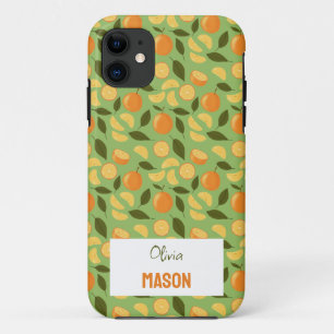 Funda Para iPhone 11 Colección de patrones de cesta de frutas - Naranja