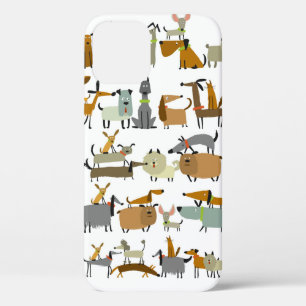 Funda Para iPhone 12 Colección de perros pequeños, ilustracion vintage