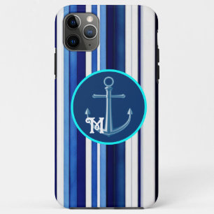 Funda Para iPhone 11 Pro Max Colección de rayas de moda de la bota azul de la m