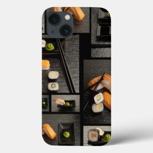 Funda Para iPhone 13 Colección del sushi en fondo negro