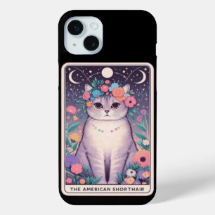 Funda Para iPhone 15 Mini Colección estadounidense de tarjetas Tarot Cat