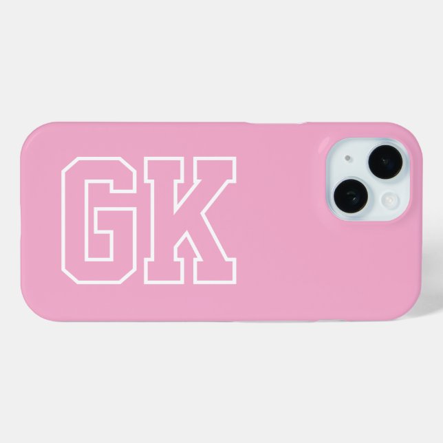 Funda De Case-Mate Para iPhone Colegio Rosa Blanco Monograma Iniciales (Reverso (Horizontal) )