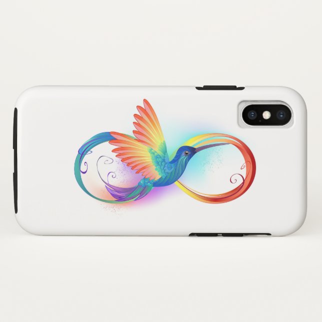 Funda De Case-Mate Para iPhone Colibrí arcoiris con símbolo Infinity (Reverso (horizontal))