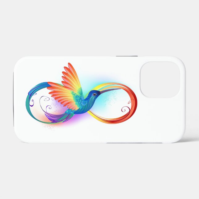 Funda De Case-Mate Para iPhone Colibrí arcoiris con símbolo Infinity (Reverso (Horizontal))