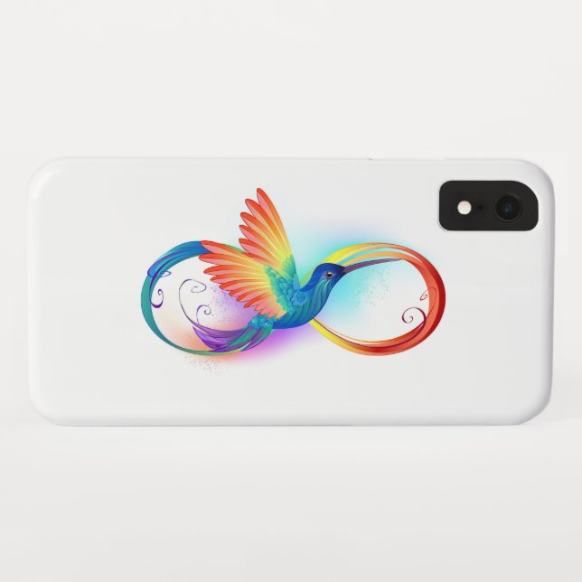 Funda De Case-Mate Para iPhone Colibrí arcoiris con símbolo Infinity (Reverso (horizontal))