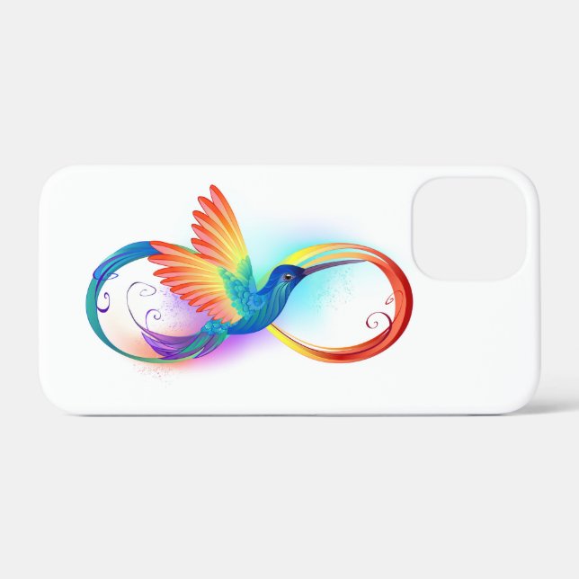 Funda De Case-Mate Para iPhone Colibrí arcoiris con símbolo Infinity (Reverso (Horizontal))