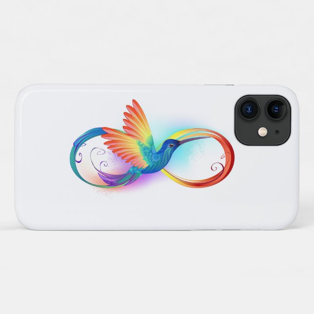 Funda De Case-Mate Para iPhone Colibrí arcoiris con símbolo Infinity (Reverso (horizontal))