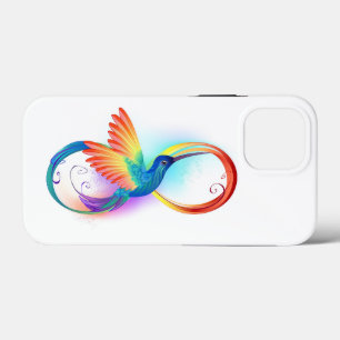 Funda Para iPhone 13 Mini Colibrí arcoiris con símbolo Infinity