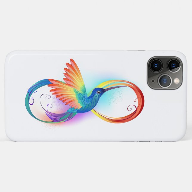 Funda De Case-Mate Para iPhone Colibrí arcoiris con símbolo Infinity (Reverso (horizontal))
