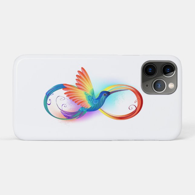 Funda De Case-Mate Para iPhone Colibrí arcoiris con símbolo Infinity (Reverso (horizontal))