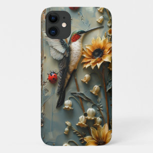 Funda Para iPhone 11 Colibrí Lirio del Valle Girasol Floral