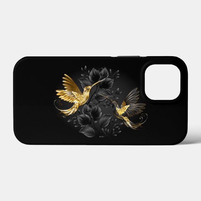 Funda De Case-Mate Para iPhone Colibrí negro y dorado (Reverso (Horizontal))