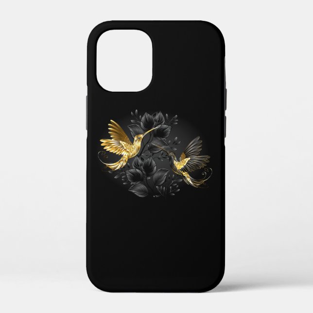 Funda De Case-Mate Para iPhone Colibrí negro y dorado (Reverso )