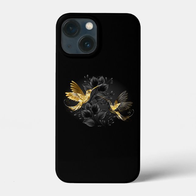 Funda De Case-Mate Para iPhone Colibrí negro y dorado (Reverso )