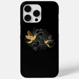 Funda Para iPhone 15 Pro Max Colibrí negro y dorado
