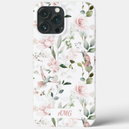 Funda Para iPhone 13 Pro Max Colibrí, rosas rosadas de Rubor, vegetación sabros