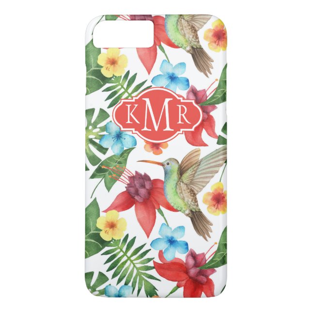 Funda De Case-Mate Para iPhone Colibrí tropical| Monograma (Reverso)