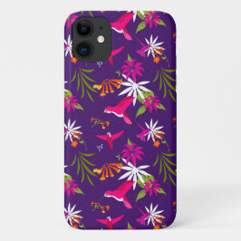 Funda Para iPhone 11 Colibrí Tropical Rosa-Púrpura