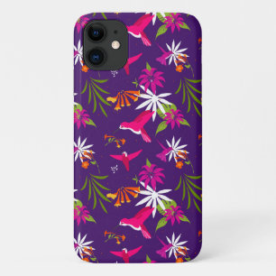 Funda Para iPhone 11 Colibrí Tropical Rosa-Púrpura