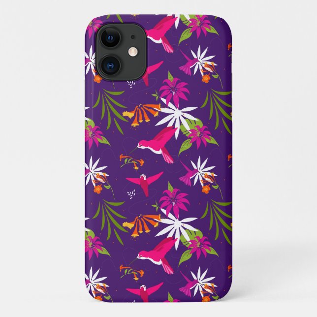 Funda De Case-Mate Para iPhone Colibrí Tropical Rosa-Púrpura (Reverso)