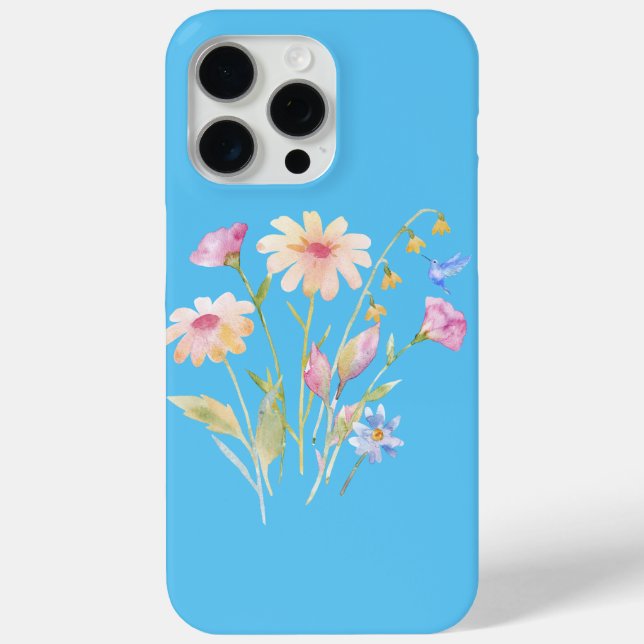 Funda De Case-Mate Para iPhone Colibrí y flores silvestres (Reverso )