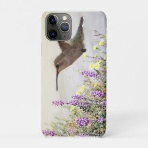 Funda Para iPhone 11 Pro Colibrí y flores silvestres arte digital